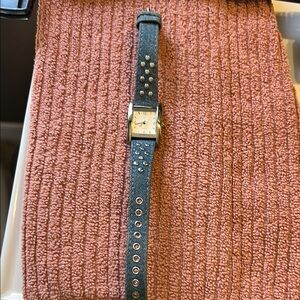 Denim Strap Watch with Stud Accents